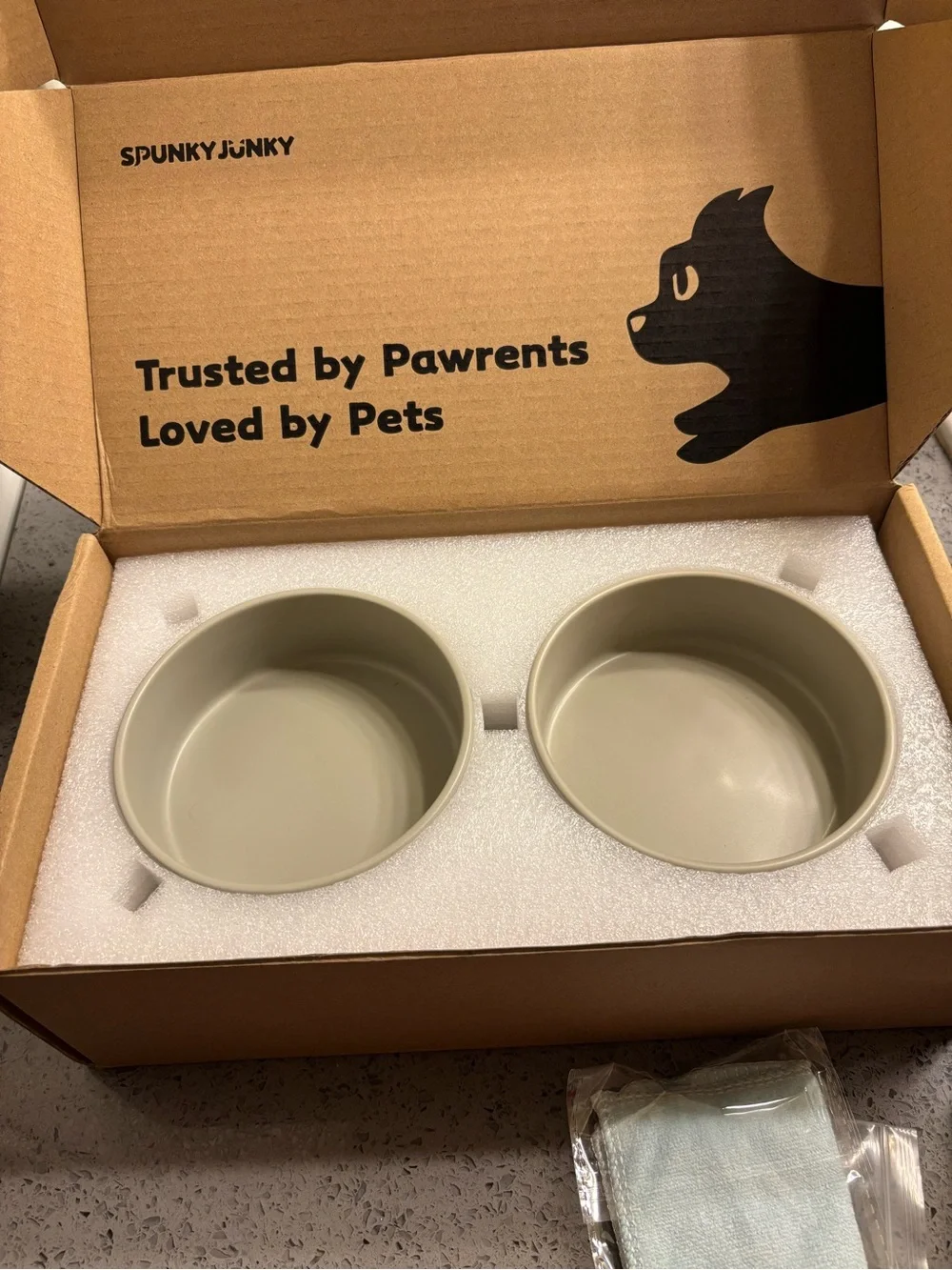 SpunkyJunky Double Pet Bowls - Light Gray